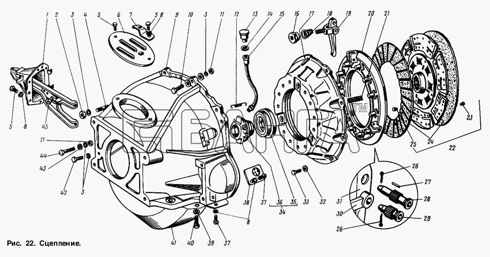 ГАЗ ГАЗ-3307 Схема Сцепление-57 banga.ua
