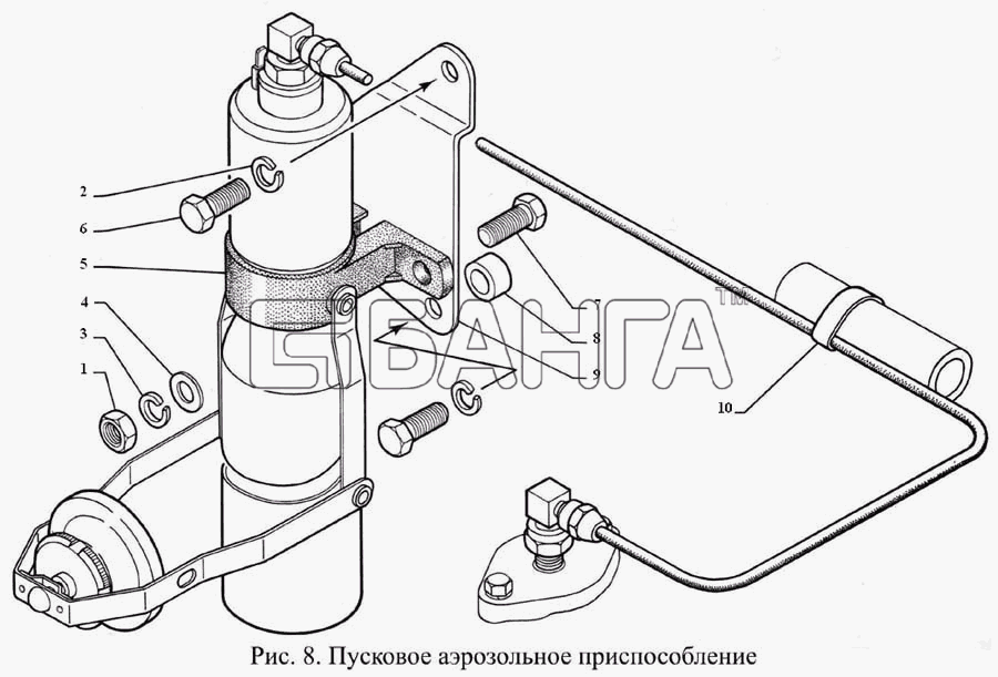 ГАЗ ГАЗ-3308 Схема Пусковое аэрозольное приспособление-42 banga.ua