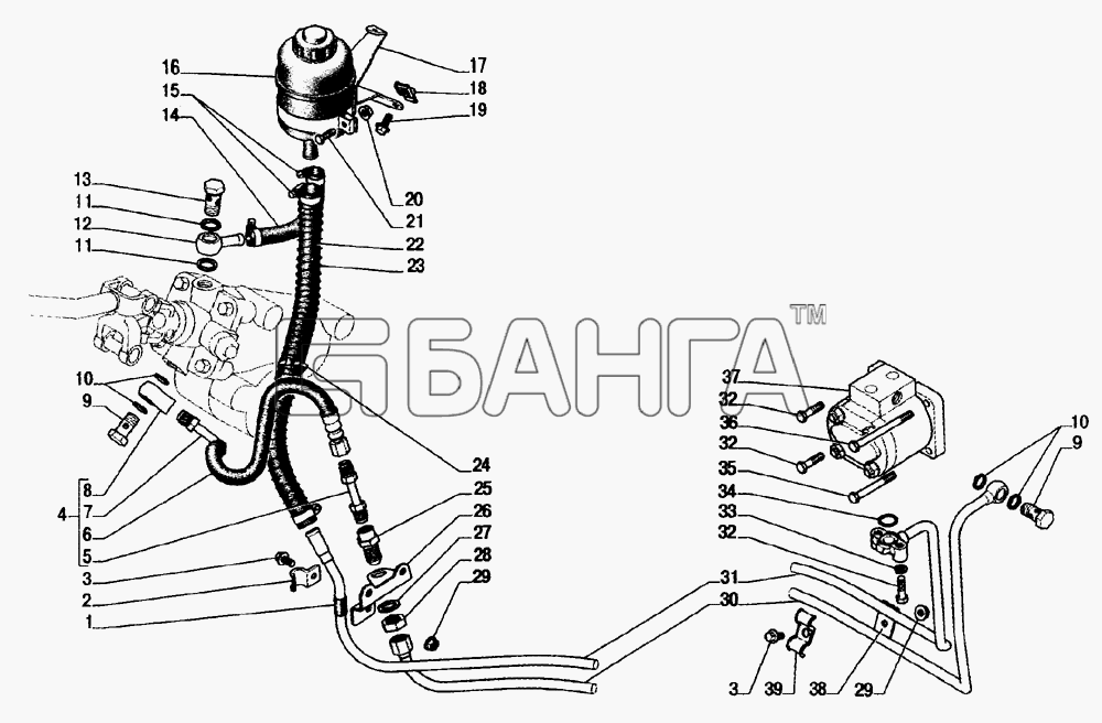ГАЗ ГАЗ-33104 Валдай Схема Установка гидроусилителя рулевого banga.ua