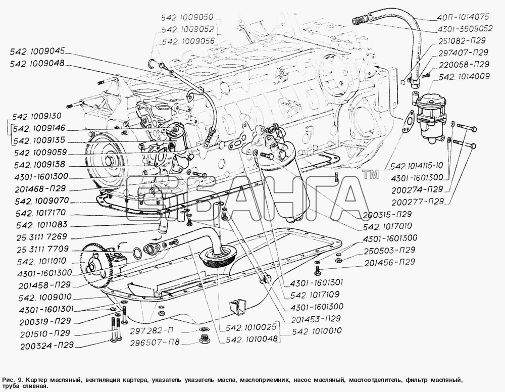 ГАЗ ГАЗ-4301 Схема Картер масляный вентиляция картера указатель