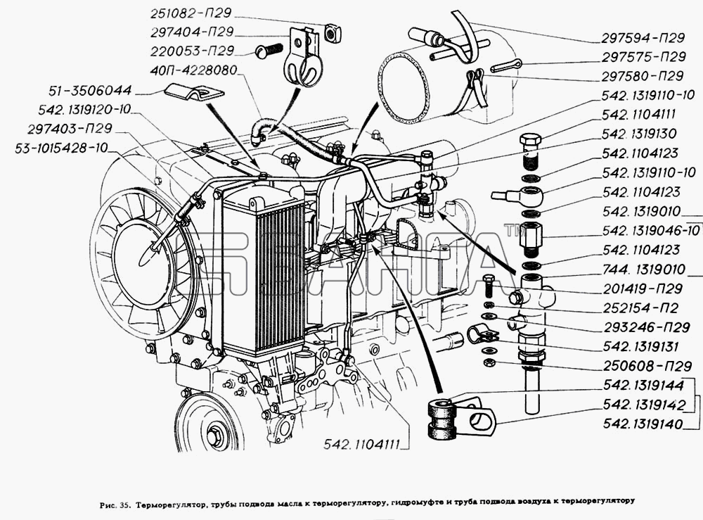 ГАЗ ГАЗ-4301 Схема Терморегулятор трубы подвода масла к banga.ua