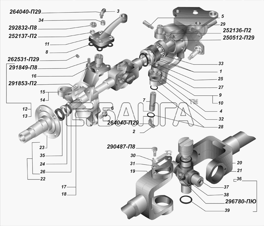 ГАЗ ГАЗель 4х4 (2001) Схема Кулак поворотный с шарниром-16 banga.ua