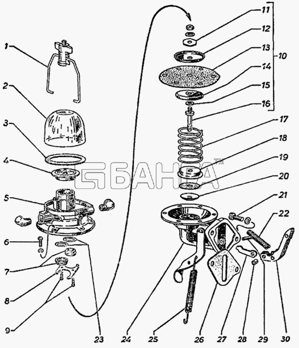 ГАЗ ГАЗ-51 (63 63А) Схема Бензиновый насос-42 banga.ua