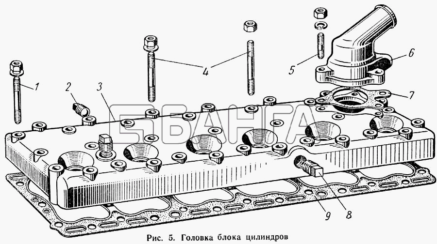 ГАЗ ГАЗ-52-01 Схема Головка блока цилиндров-25 banga.ua