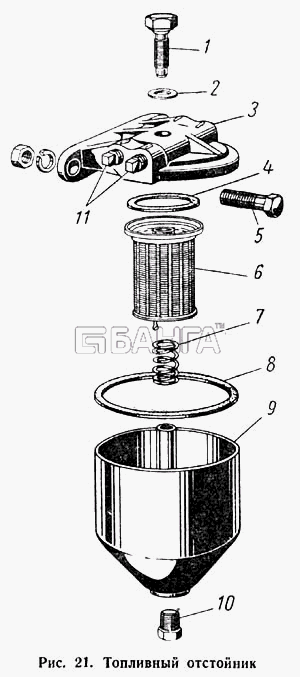 ГАЗ ГАЗ-52-01 Схема Топливный отстойник-42 banga.ua