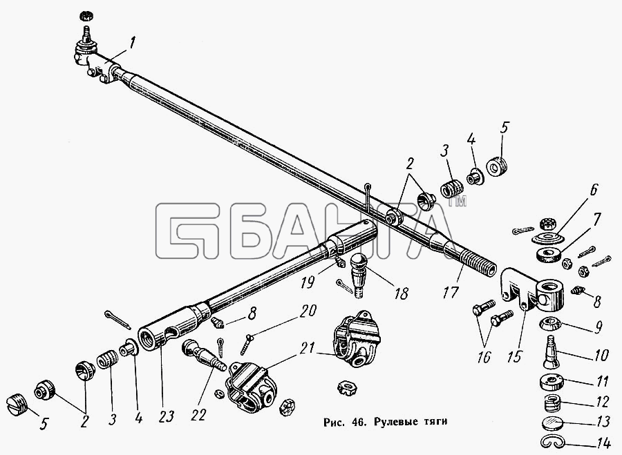 ГАЗ ГАЗ-52-01 Схема Рулевые тяги-78 banga.ua