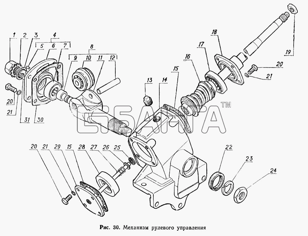 ГАЗ ГАЗ-52-02 Схема Механизм рулевого управления-66 banga.ua