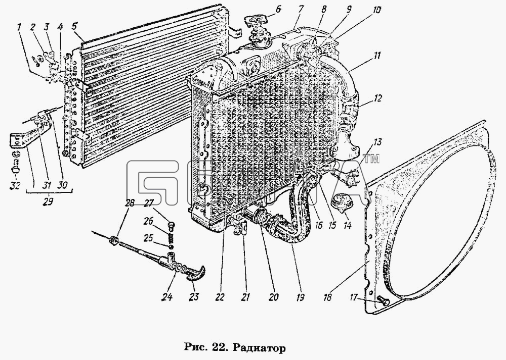ГАЗ ГАЗ-53 А Схема Радиатор-46 banga.ua