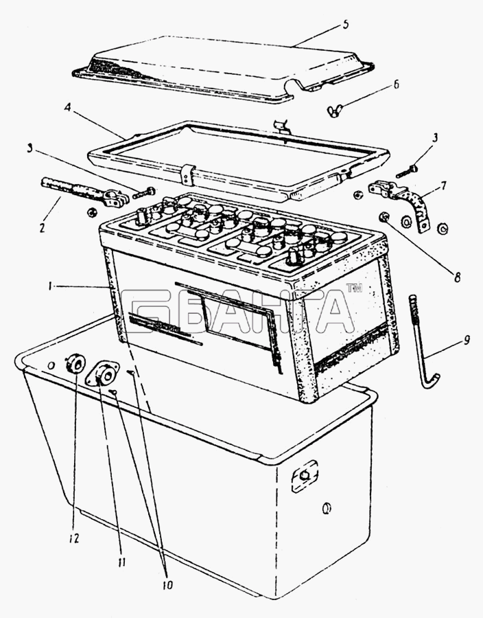 ГАЗ ГАЗ-5312 Схема Аккумуляторная батарея-90 banga.ua