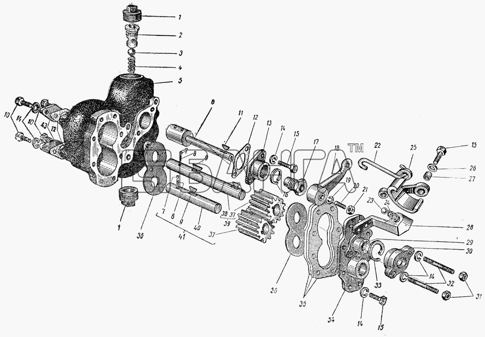 ГАЗ ГАЗ-51 (63 93) Схема Насос опрокидывающего механизма для banga.ua