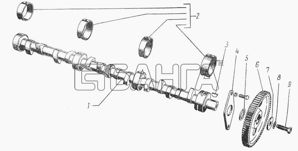 ГАЗ ГАЗ-51 (63 93) Схема Распределительный вал-26 banga.ua