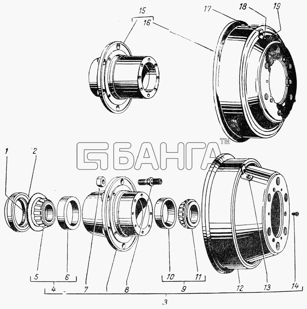 ГАЗ ГАЗ-51 (63 93) Схема Ступицы заднего колеса-97 banga.ua