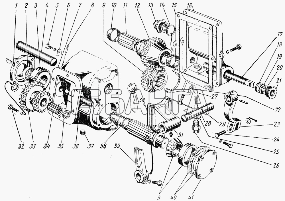 ГАЗ ГАЗ-51 (63 93) Схема Коробка отбора мощности-142 banga.ua