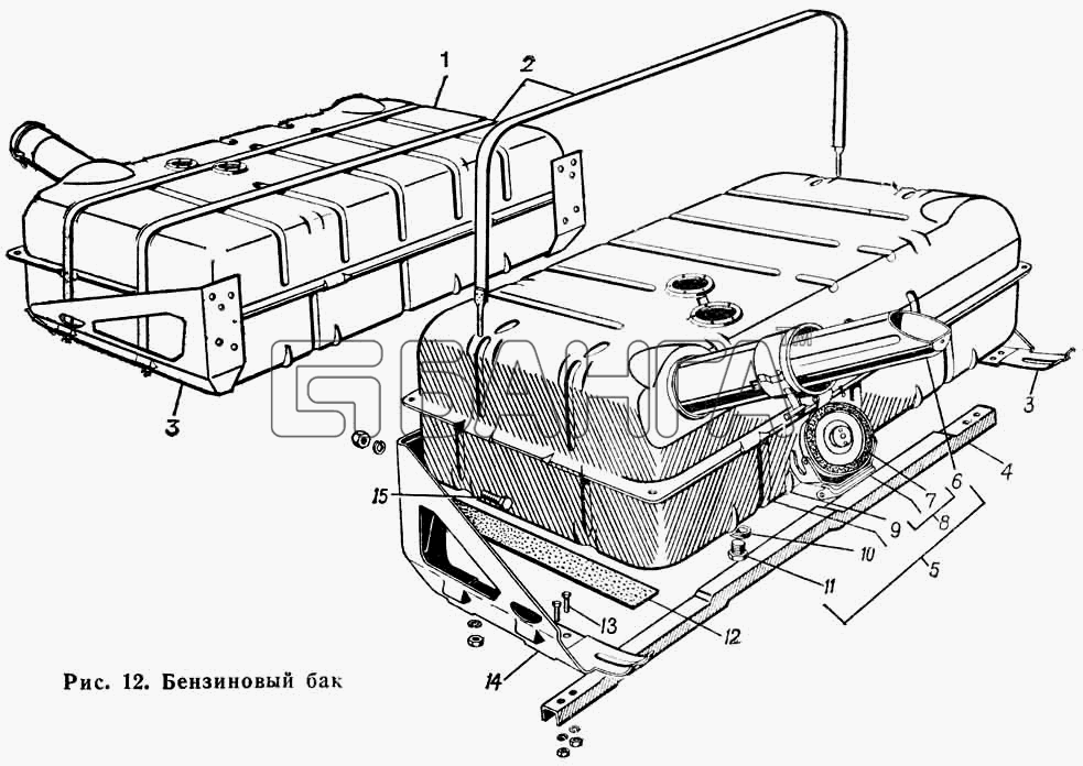 ГАЗ ГАЗ-66 (Каталог 1983 г.) Схема Бензиновый бак-36 banga.ua