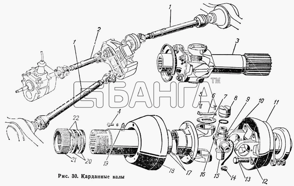 ГАЗ ГАЗ-66 (Каталог 1983 г.) Схема Карданные валы-61 banga.ua