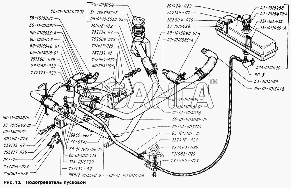ГАЗ ГАЗ-66 (Каталог 1996 г.) Схема Подогреватель пусковой-38 banga.ua