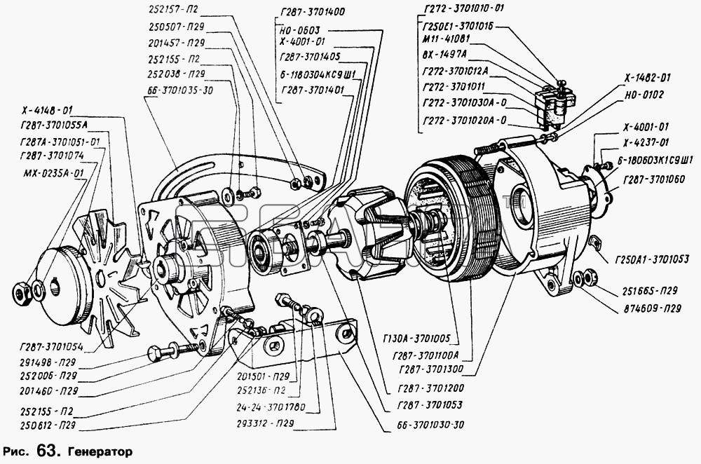 ГАЗ ГАЗ-66 (Каталог 1996 г.) Схема Генератор-116 banga.ua