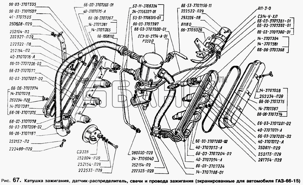 ГАЗ ГАЗ-66 (Каталог 1996 г.) Схема Катушка зажигания