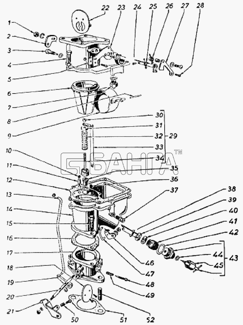 ГАЗ ГАЗ-69 Схема Карбюратор-29 banga.ua
