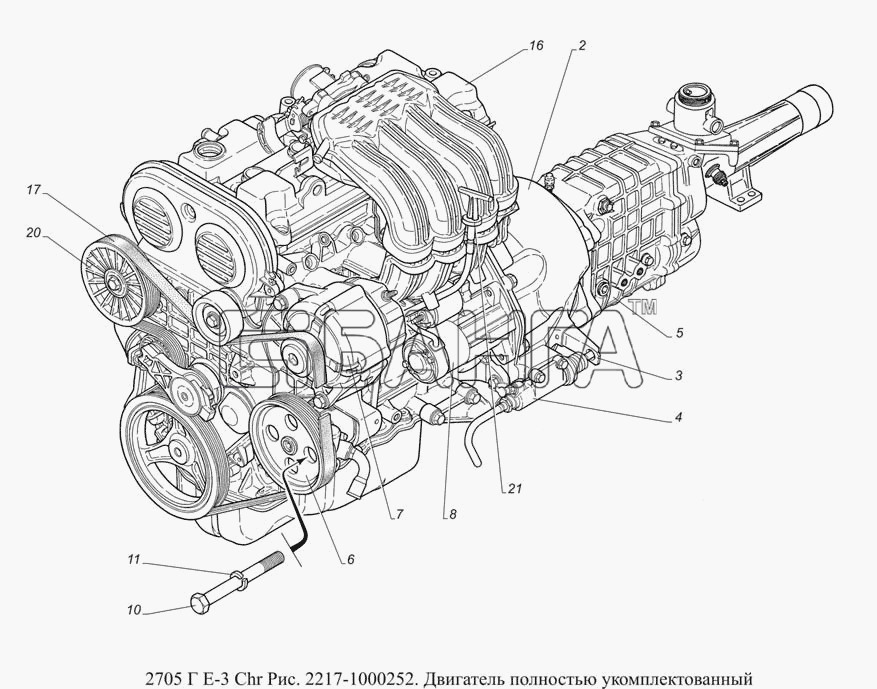 ГАЗ ГАЗ-2705 (доп. с дв. Chr Е-3) Схема 2217-1000252. Двигатель