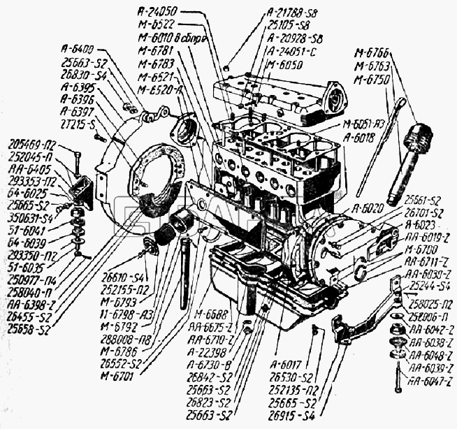 ГАЗ ГАЗ-ММ Полуторка Схема Подвеска двигателя блок цилиндров головка