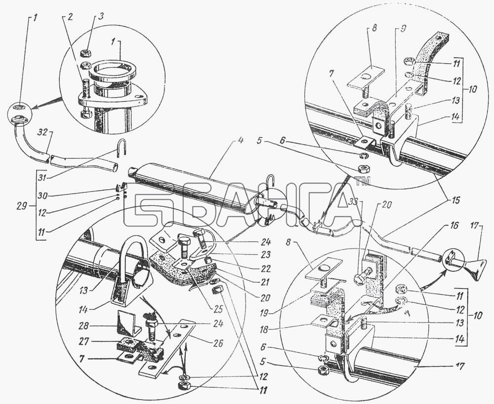 ГАЗ ГАЗ-12 (ЗИМ) Схема Глушитель-65 banga.ua