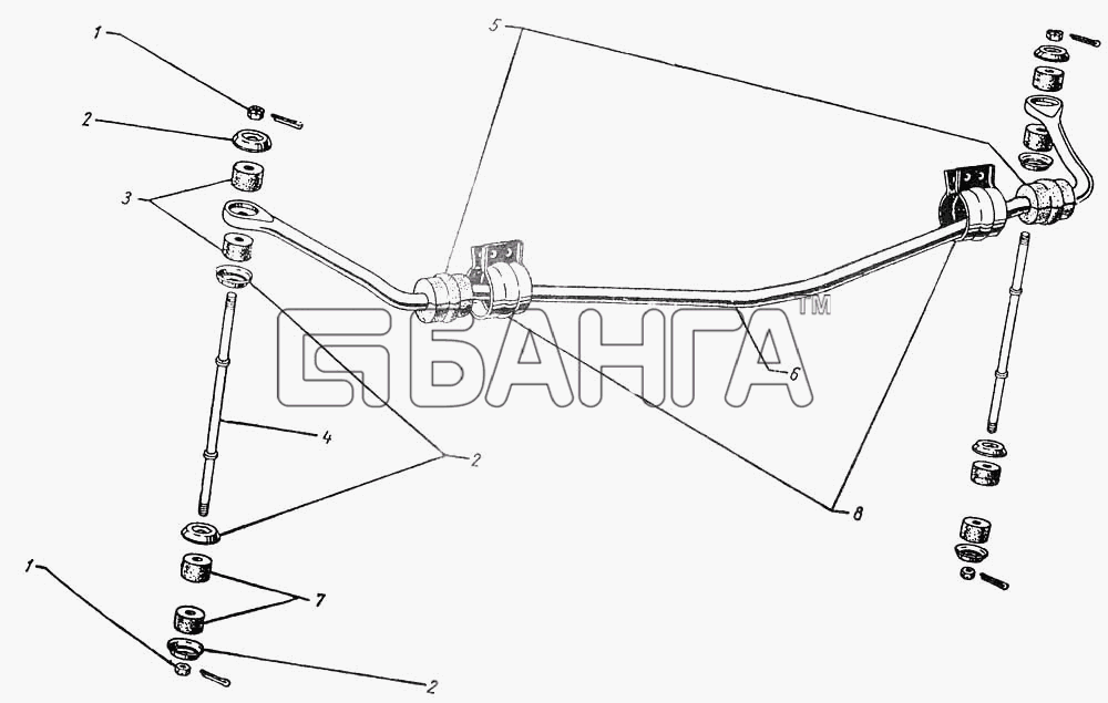 ГАЗ ГАЗ-12 (ЗИМ) Схема Стабилизатор поперечной устойчивости banga.ua