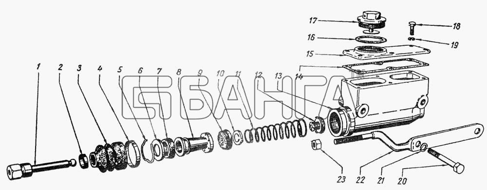 ГАЗ ГАЗ-12 (ЗИМ) Схема Главный цилиндр тормоза-103 banga.ua