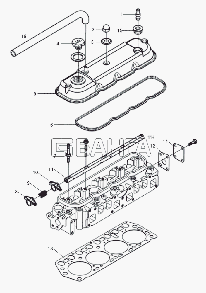 Great Wall GW-491QE Схема Cylinder head assembly (1)-3 banga.ua