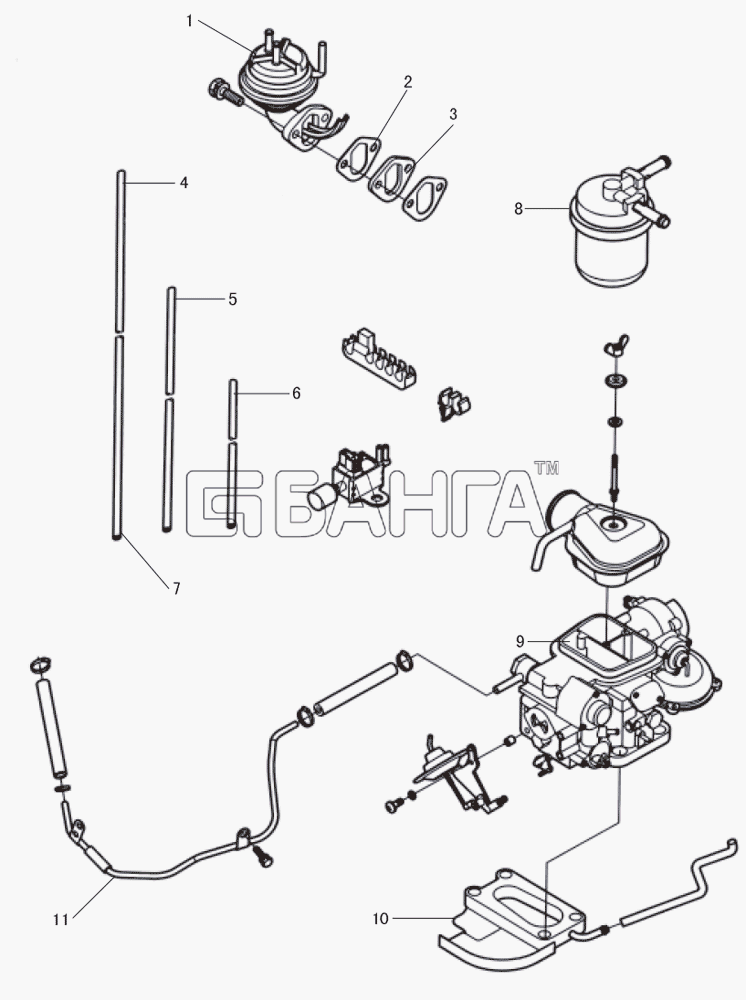 Great Wall GW-491QE Схема Carburetor gasoline engine fuel feeding