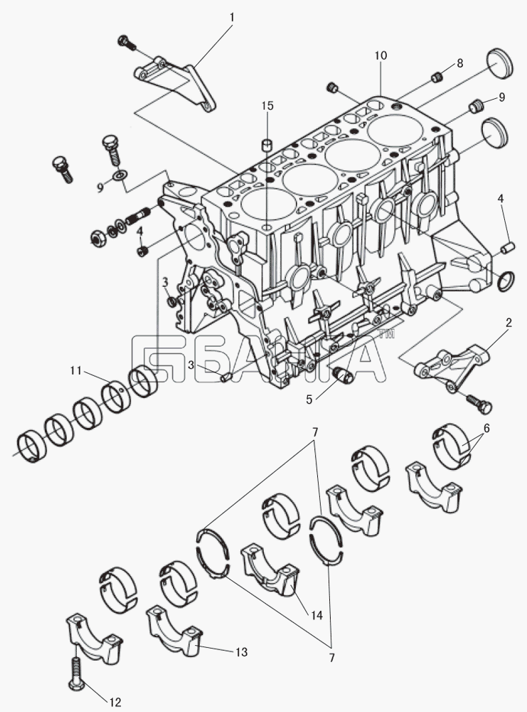 Great Wall GW-491QE Схема Cylinder block assembly (1)-5 banga.ua