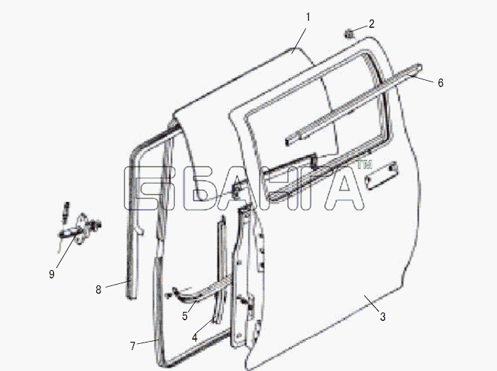 Great Wall GW-Deer Схема LEFT BACK DOOR ASSEMBLY-126 banga.ua