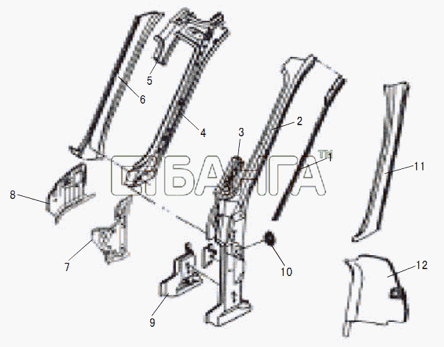 Great Wall GW-Deer Схема RIGHT A PILLAR ASSEMBLY-101 banga.ua