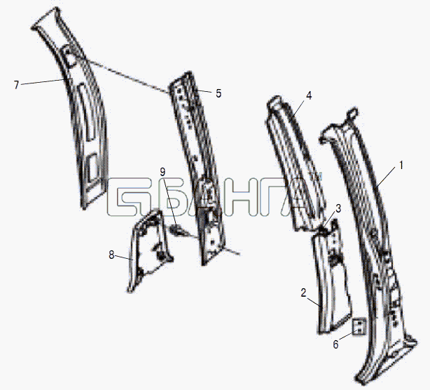 Great Wall GW-Deer Схема LEFT B PILLAR ASSEMBLY-102 banga.ua