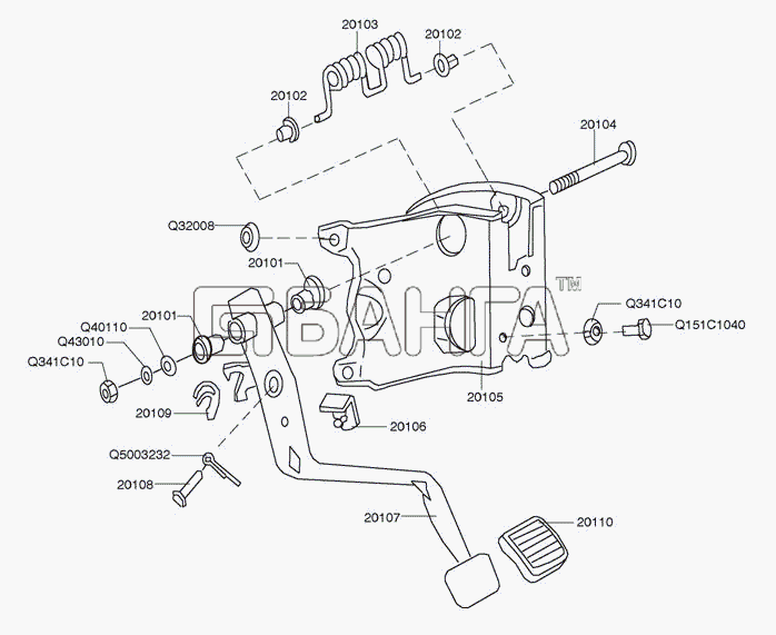 Great Wall GW-Hower Схема Педаль сцепления в сборе-61 banga.ua
