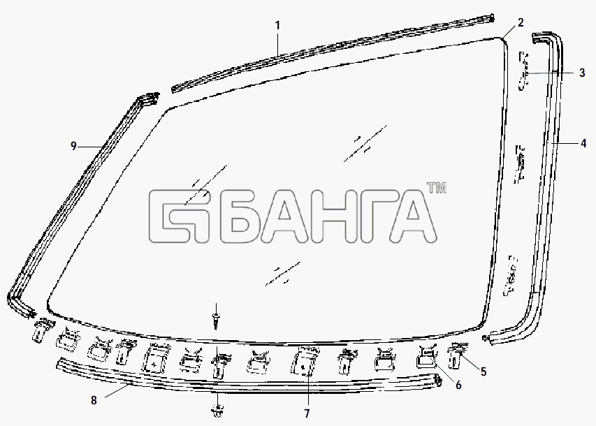 Great Wall GW-Safe F1 Схема FRONT WINDSHIELD AND ACCESSORIES-103