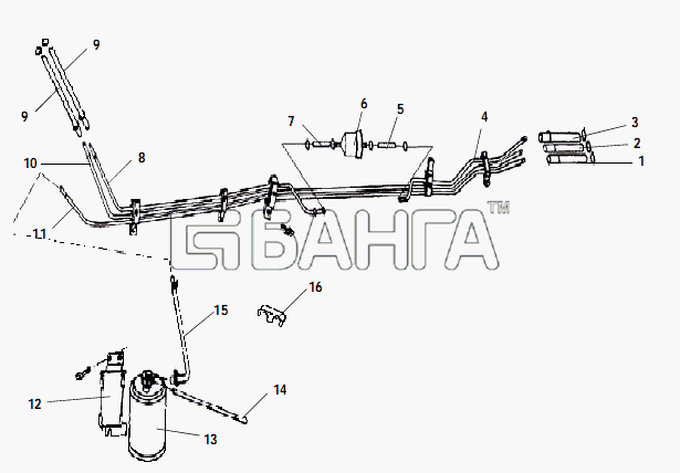 Great Wall GW-Sailor Схема FUEL PIPE AND JOINTS-13 banga.ua