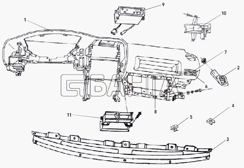 Great Wall GW-Sailor Схема INSTRUMENT PANEL COMPONENT-117 banga.ua