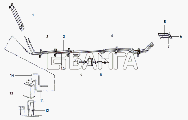 Great Wall GW-Sailor Схема FUEL PIPE AND JOINTS-15 banga.ua