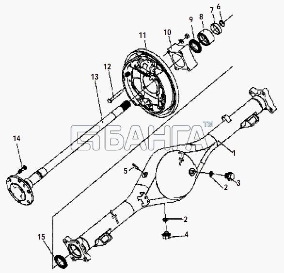 Great Wall GW-Sailor Схема REAR AXLE HOUSING AND AXLE SHAFT SLEEVE-48