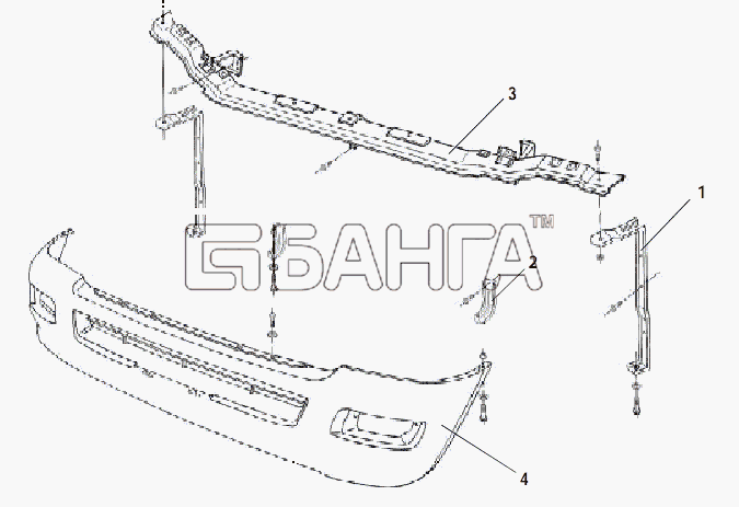 Great Wall GW-Sailor Схема FRONT BUMPER AND BRACKET ASSEMBLY-92