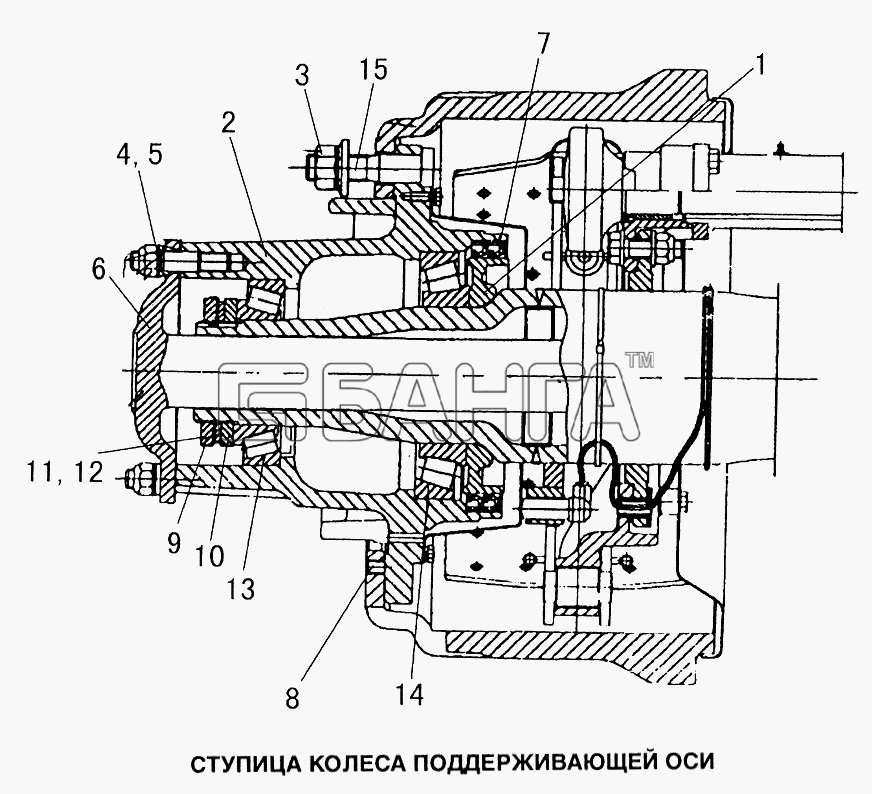 Howo HOWO Ступица колеса поддерживающей оси-173 Схема HOWO Howo Схема Ступица колеса поддерживающей оси-173 banga.ua