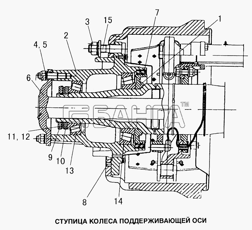 HOWO Howo Схема Ступица колеса поддерживающей оси-173 banga.ua