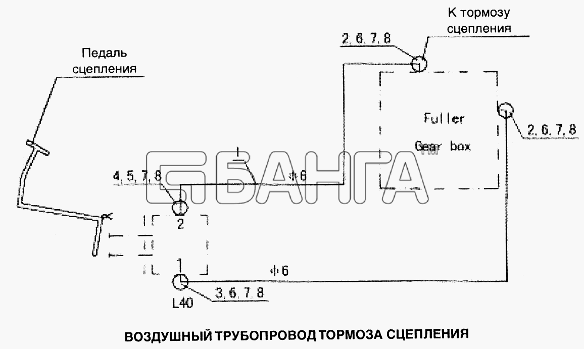 HOWO Howo Схема Воздушный трубопровод тормоза сцепления-217 banga.ua