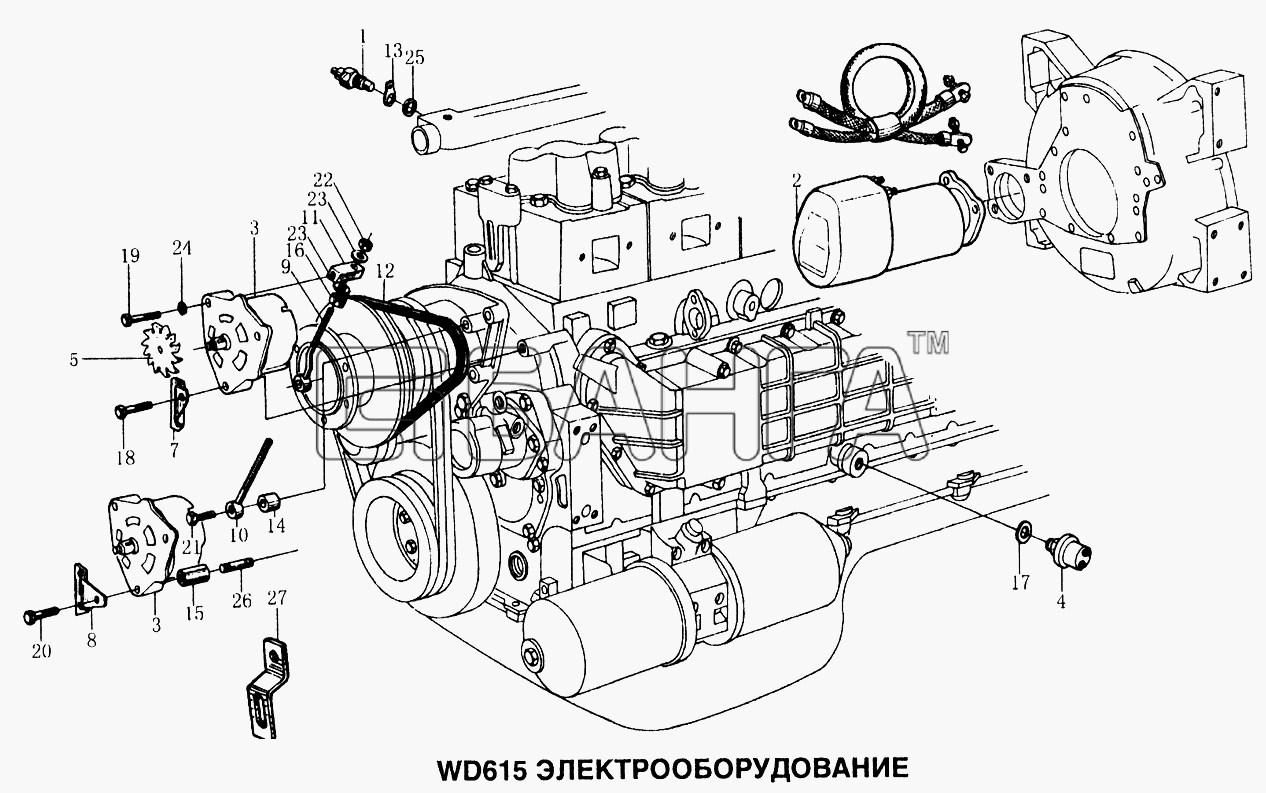 HOWO Howo Схема Электрооборудование двигателя WD615-225 banga.ua