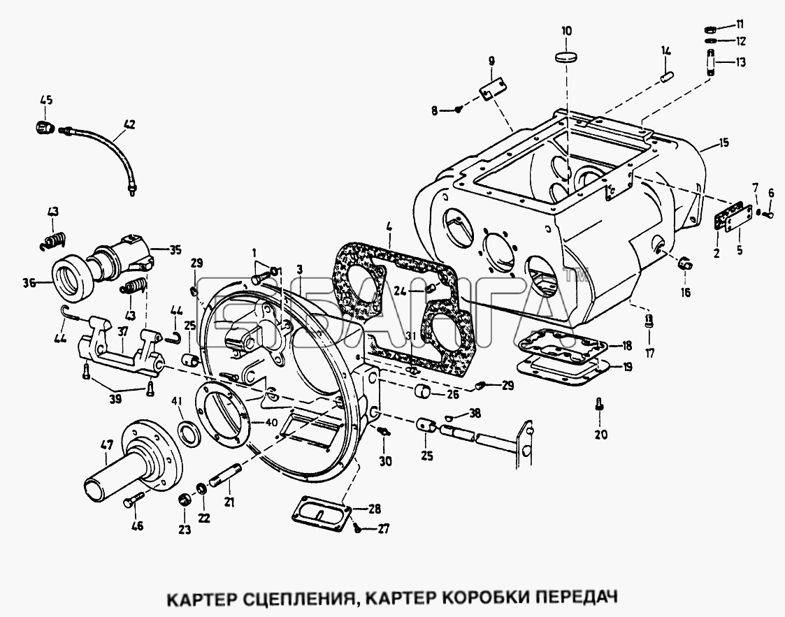 HOWO Howo Схема Картер сцепления картер коробки передач-62 banga.ua