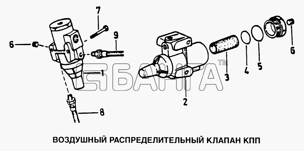 HOWO Howo Схема Воздушный распределительный клапан КПП-77 banga.ua