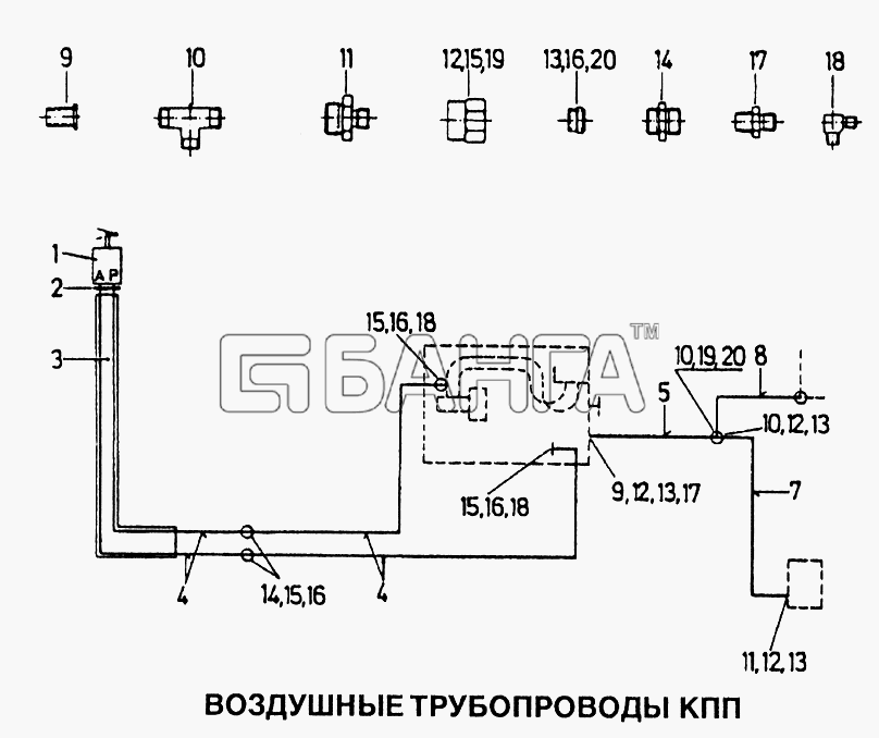 HOWO Howo Схема Воздушные трубопроводы КПП-78 banga.ua