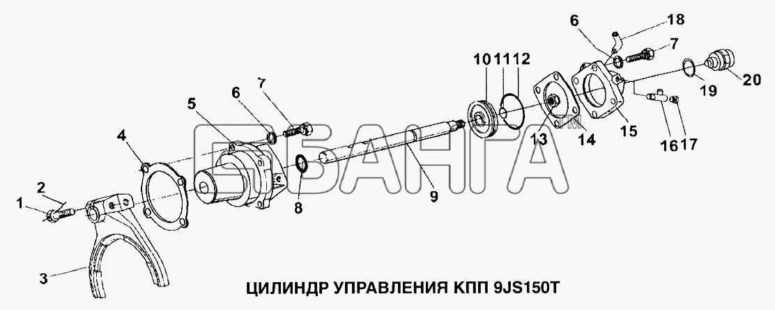 HOWO Howo Схема Цилиндр управления КПП 9JS150T-114 banga.ua