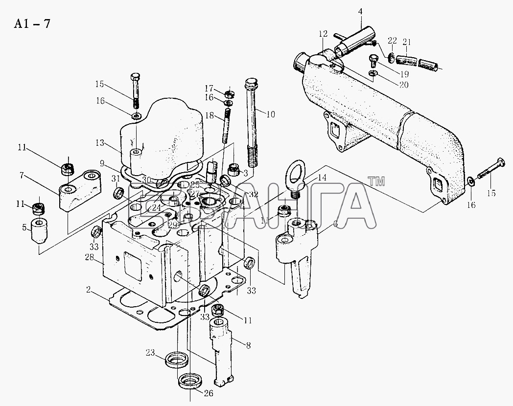 HOWO Sinotruk 6x4 Tipper (290) Схема WD615 CYLINDER HEAD (A1-7)-89